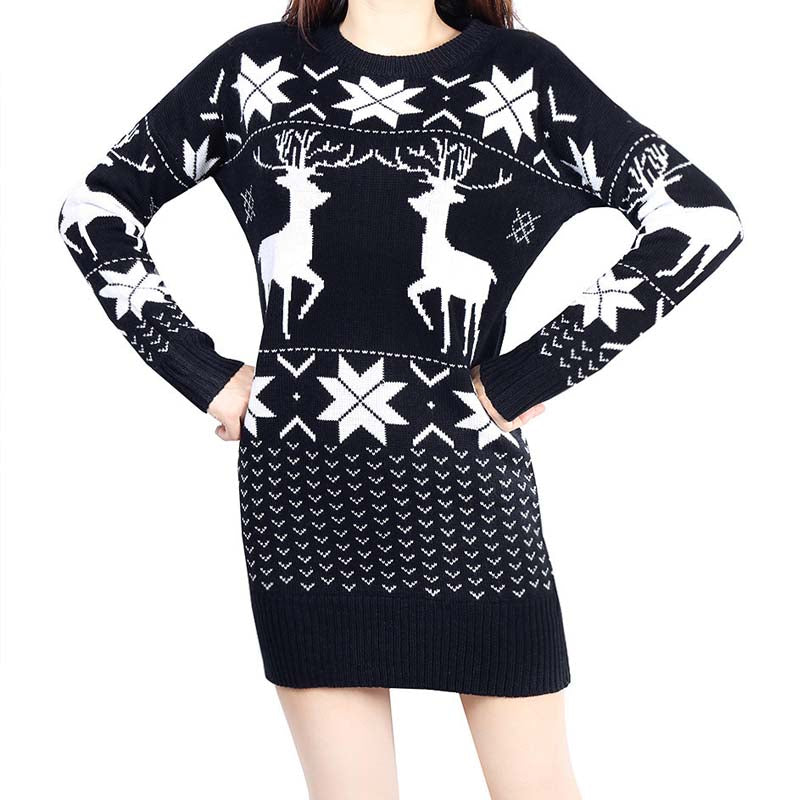 Christmas Tight Reindeer Sweater Dress