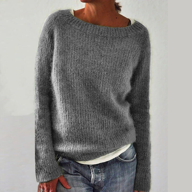 Simple Scoop Neck Soild Sweater