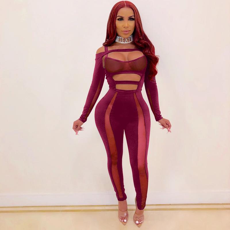 Party Long Sleeves Bodycon Cutout Skinny Jumpsuits