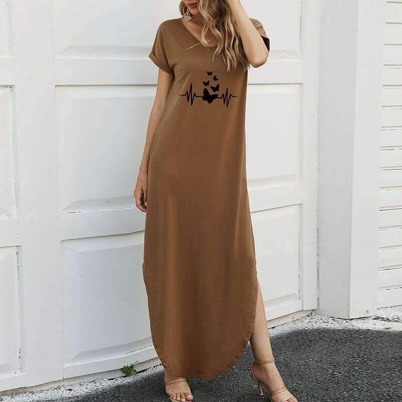 Butterfly Printed Loose Long Dress