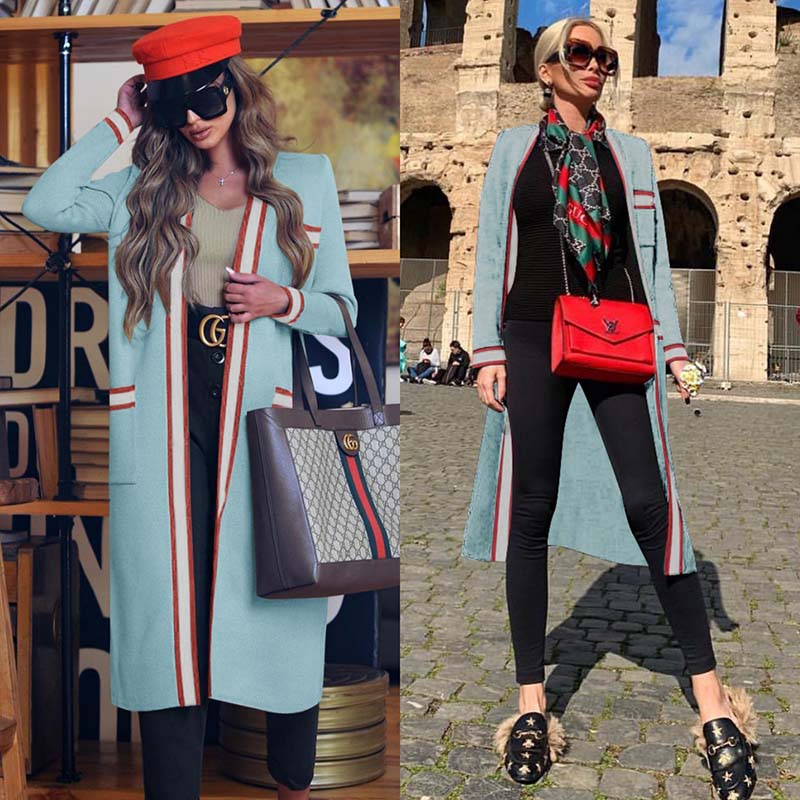 Open Front Line Colorblock Coat