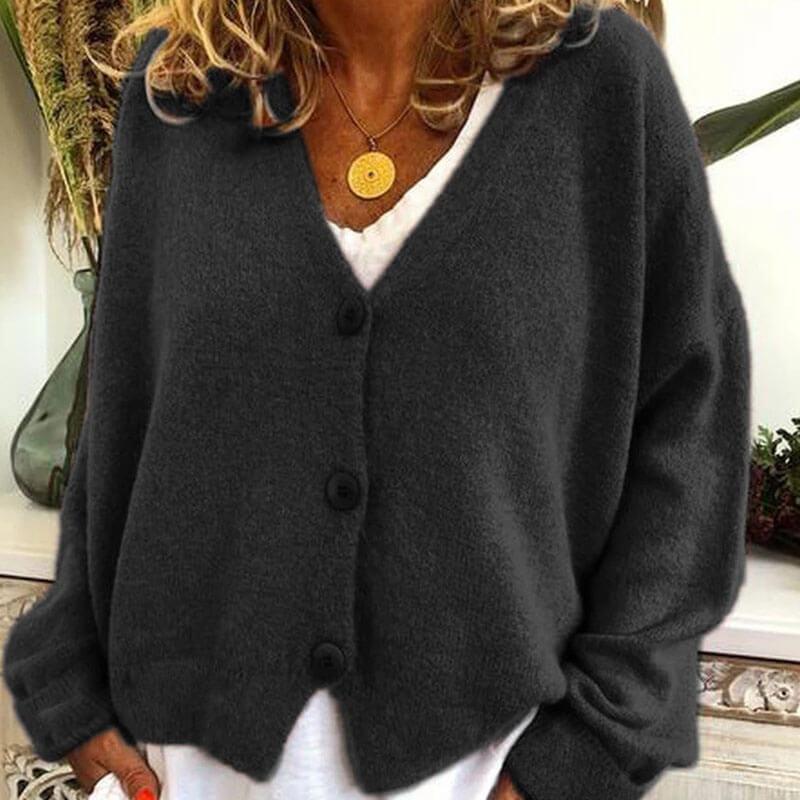 Pure Color With Button Cardigan