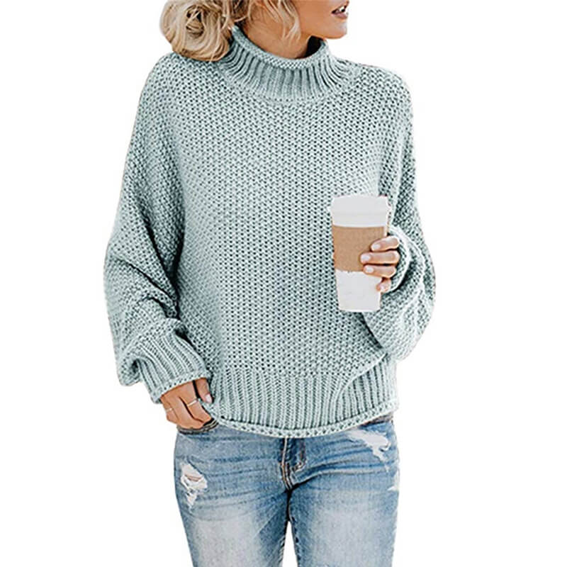 Turtleneck Textured Cozy Women Sweater