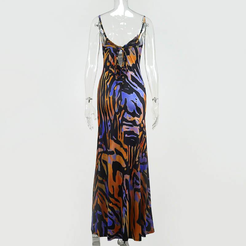 Printed Tight Sling Beach Dress