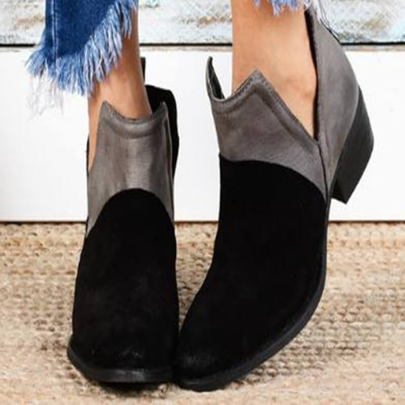 Leather Chunky Heel Ankle Boots