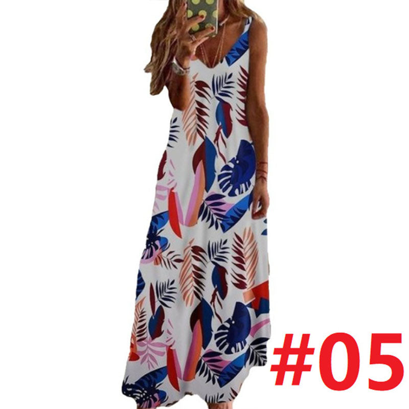 Floral Printed Ankle Length Beach Dress