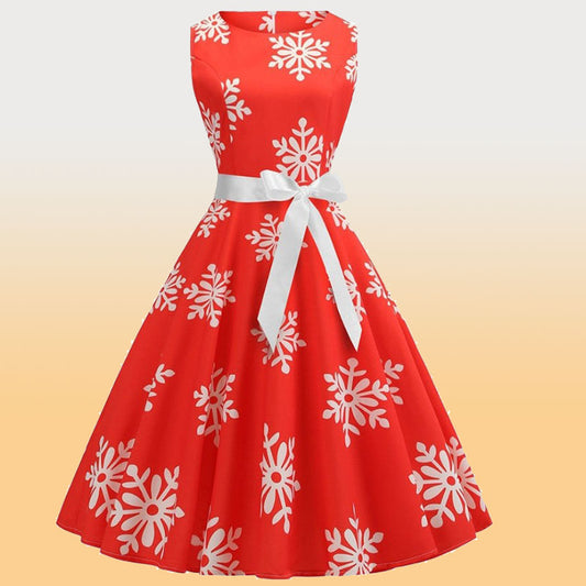 Retro Christmas Snowflakes Sleeveless Dress