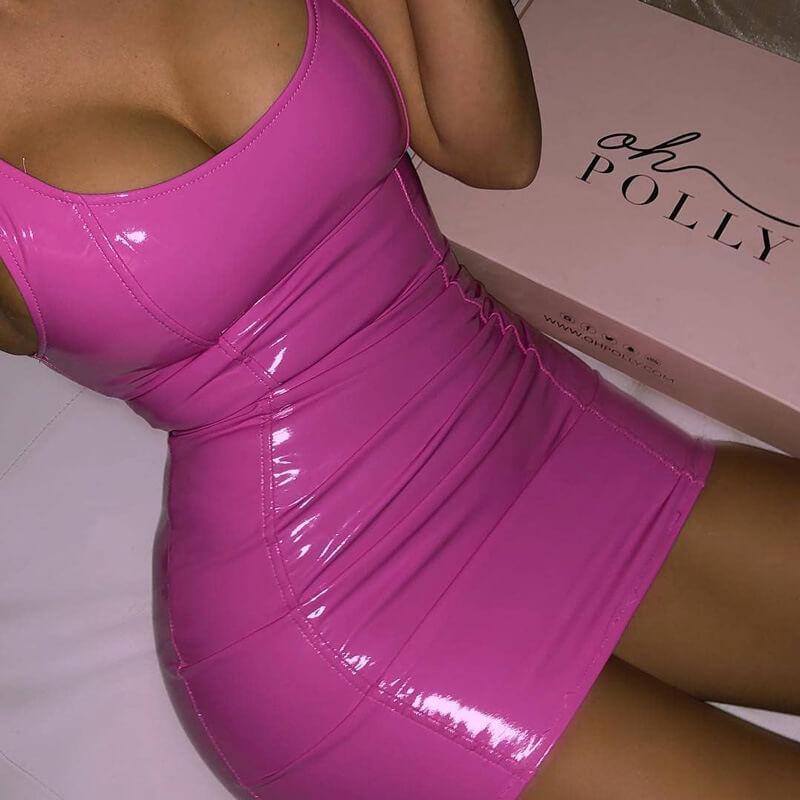 PU Skinny Bodycon Short Dress