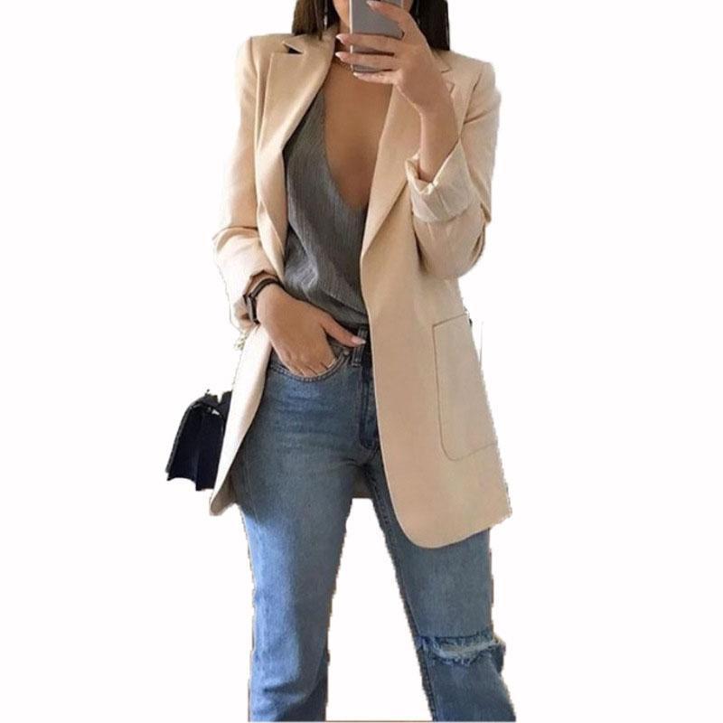 OL Solid With Pockets Midi Blazer