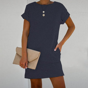 Simple Loose Cotton Short Dress