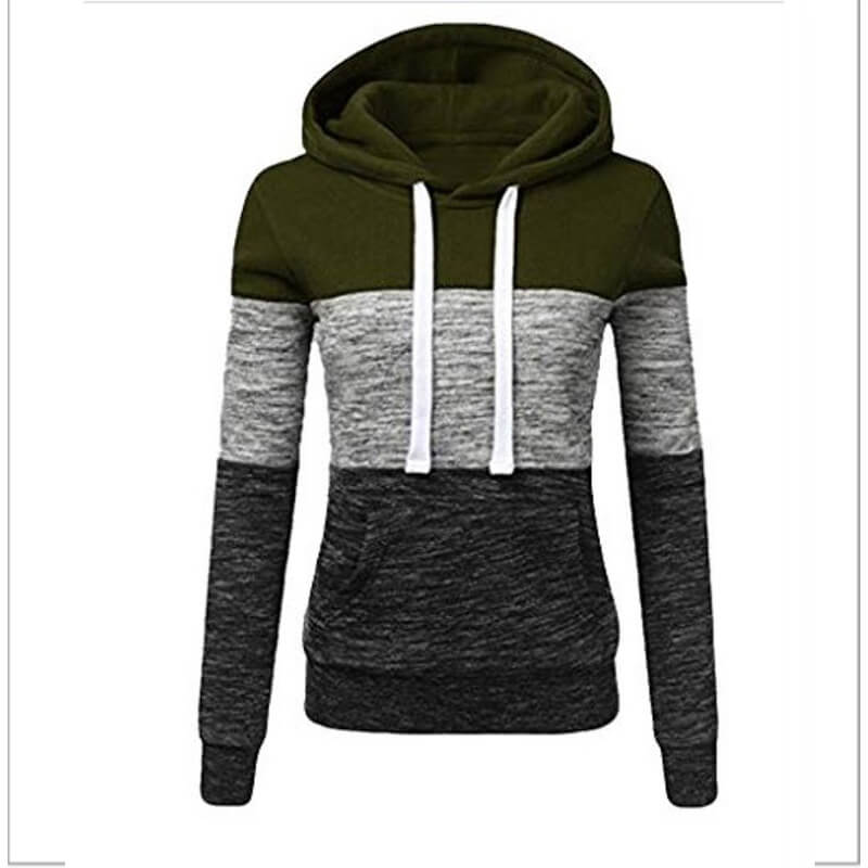 Winter Pullover Drawstring Colorblock Hoodies