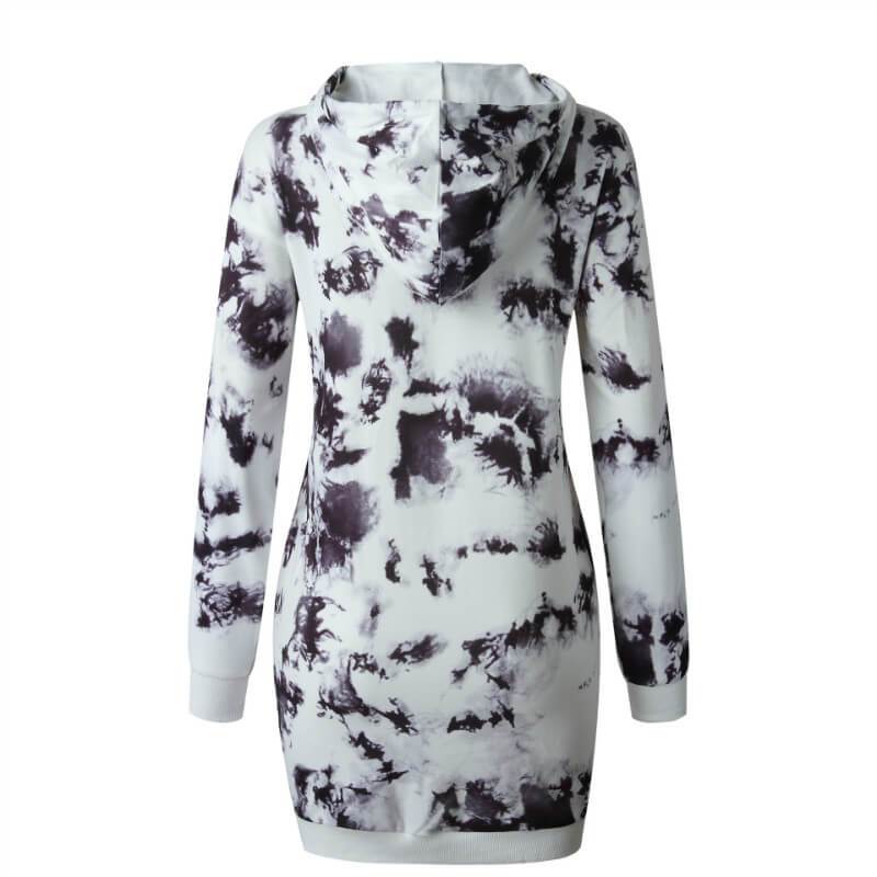 Printed Hooded Sweatshirt Short Dress