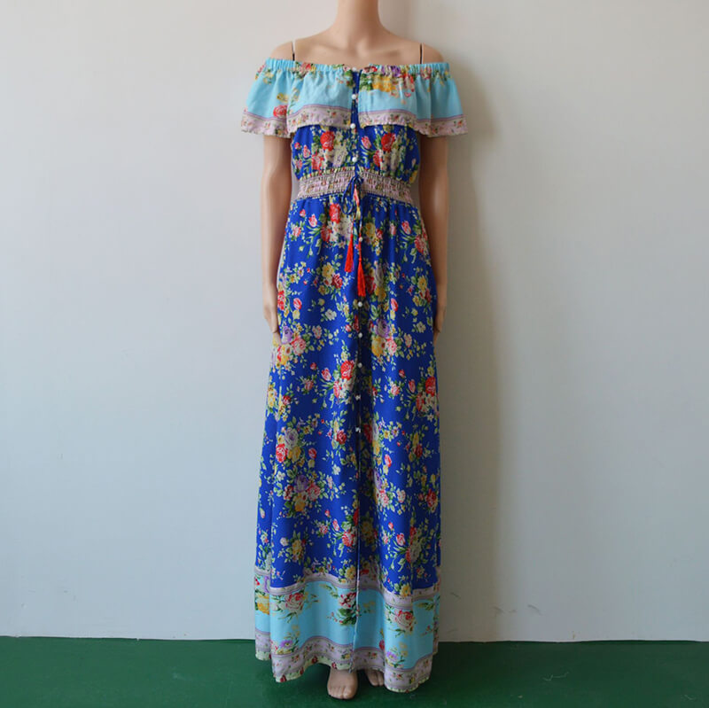 Bohemian Floral Off Shoulder Capelet Dress