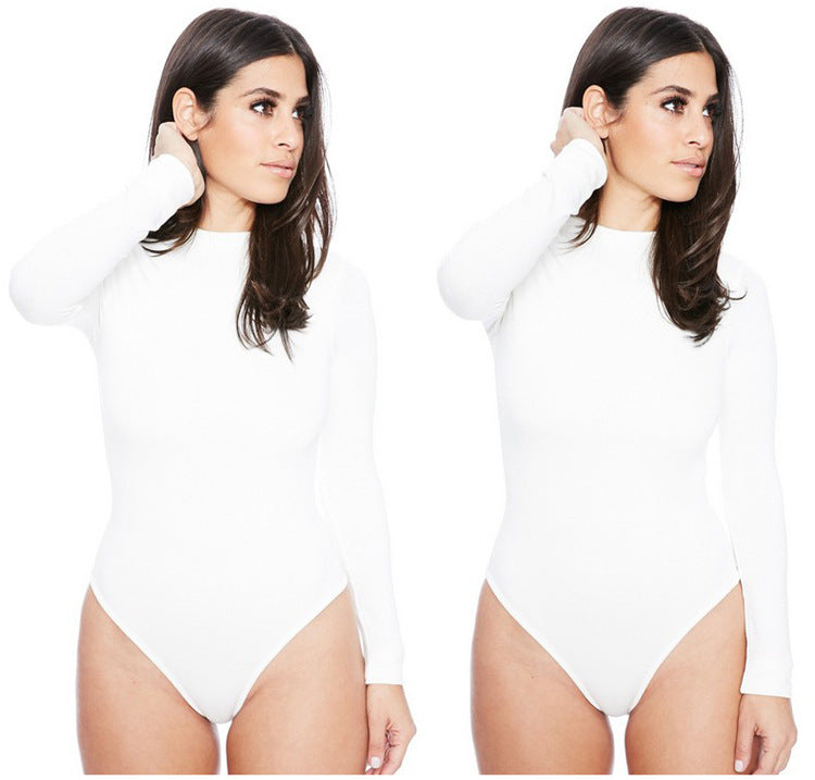 Sexy Stretch Long Sleeves O Neck Full Bodysuit