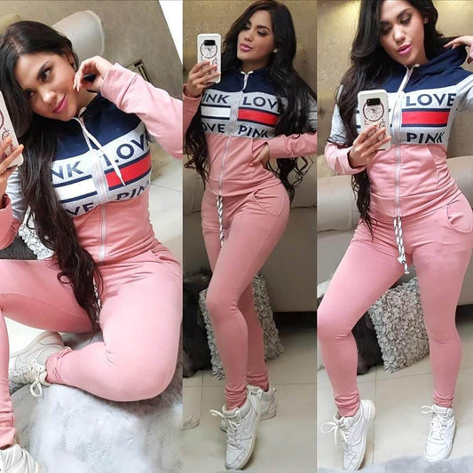 Letter Blosue High Waist Pencil Pants Set