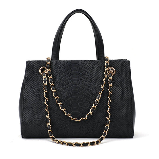 Women's Crocodile Pattern Chain Leather Handbag Shoulder Bag Tote Bag