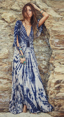 Deep V-neck Irregular Print Sexy Long Beach Dress - Meet Yours Fashion - 2