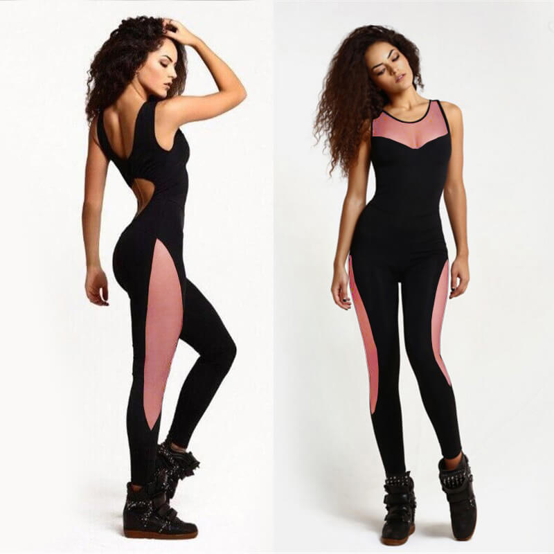 Mesh Overall Fitting Yoga Sports Jumpsuit