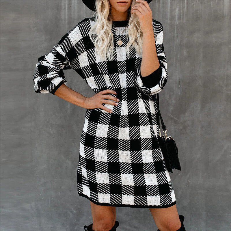 Plaid OL Tight Short Dress