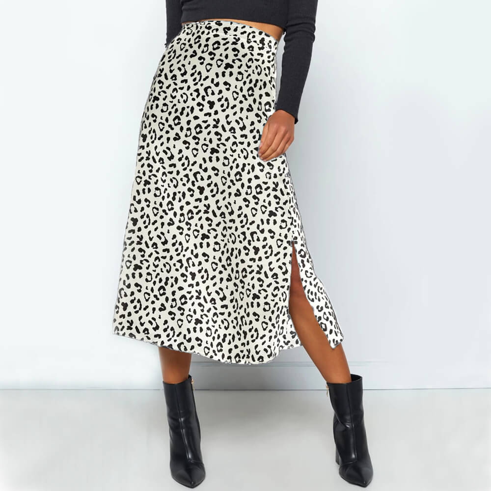 Sexy Leopard High Waist Loose Split Midi Dresses