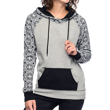 Patchwork Drawstring Pocket Slim Long Hoodie