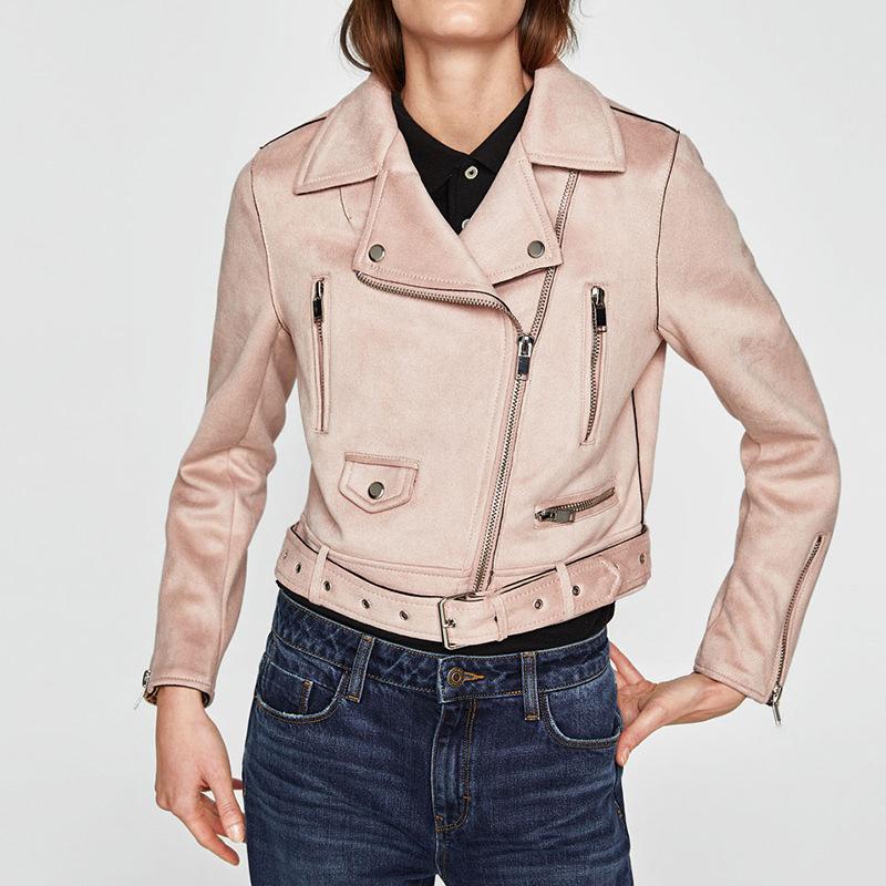 Solid Color Lapel Zipper Women Slim Cropped Short Jacket