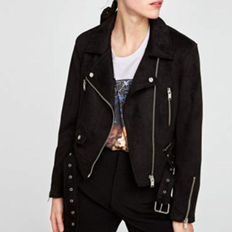 Solid Color Lapel Zipper Women Slim Cropped Short Jacket