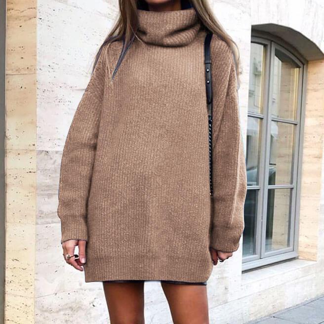 Turtleneck Pure Color Knit Sweater