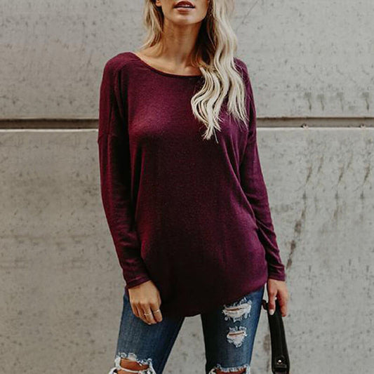 Twist Backless Crew Neck Sweater 