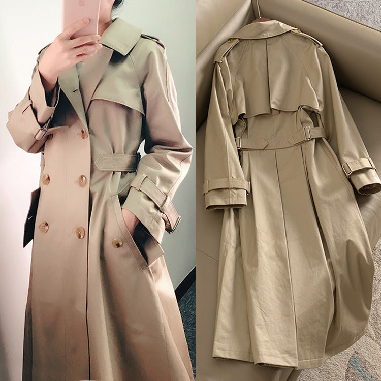 Lapel V-neck Double Breast Slim Oversized Trench Coat