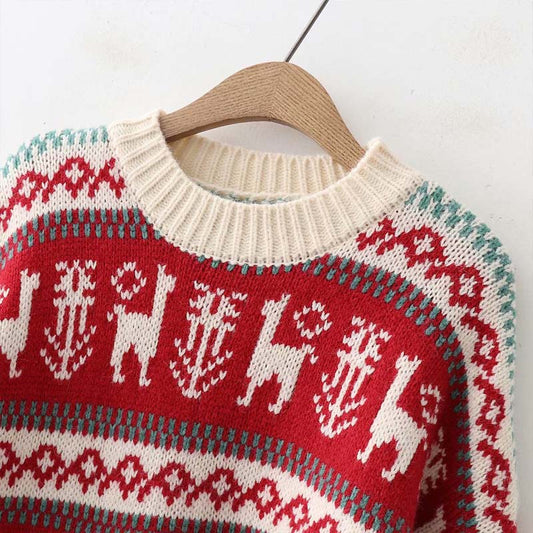 Slouchy Crewneck Knit Christmas Sweater