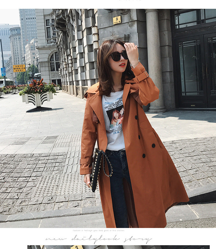 Lapel V-neck Double Breast Slim Oversized Trench Coat