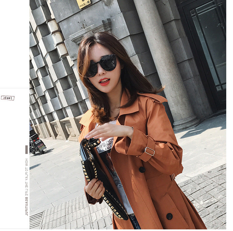 Lapel V-neck Double Breast Slim Oversized Trench Coat