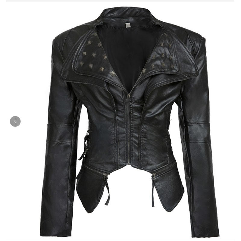 Punk Rivet Zipper Moto Jacket