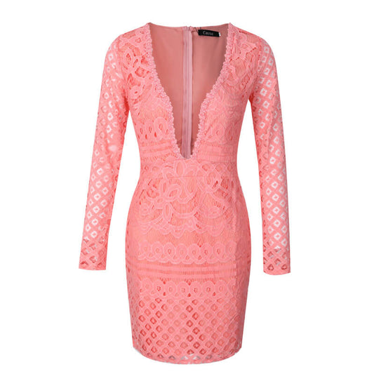 Pink Lace Bodycon Dress