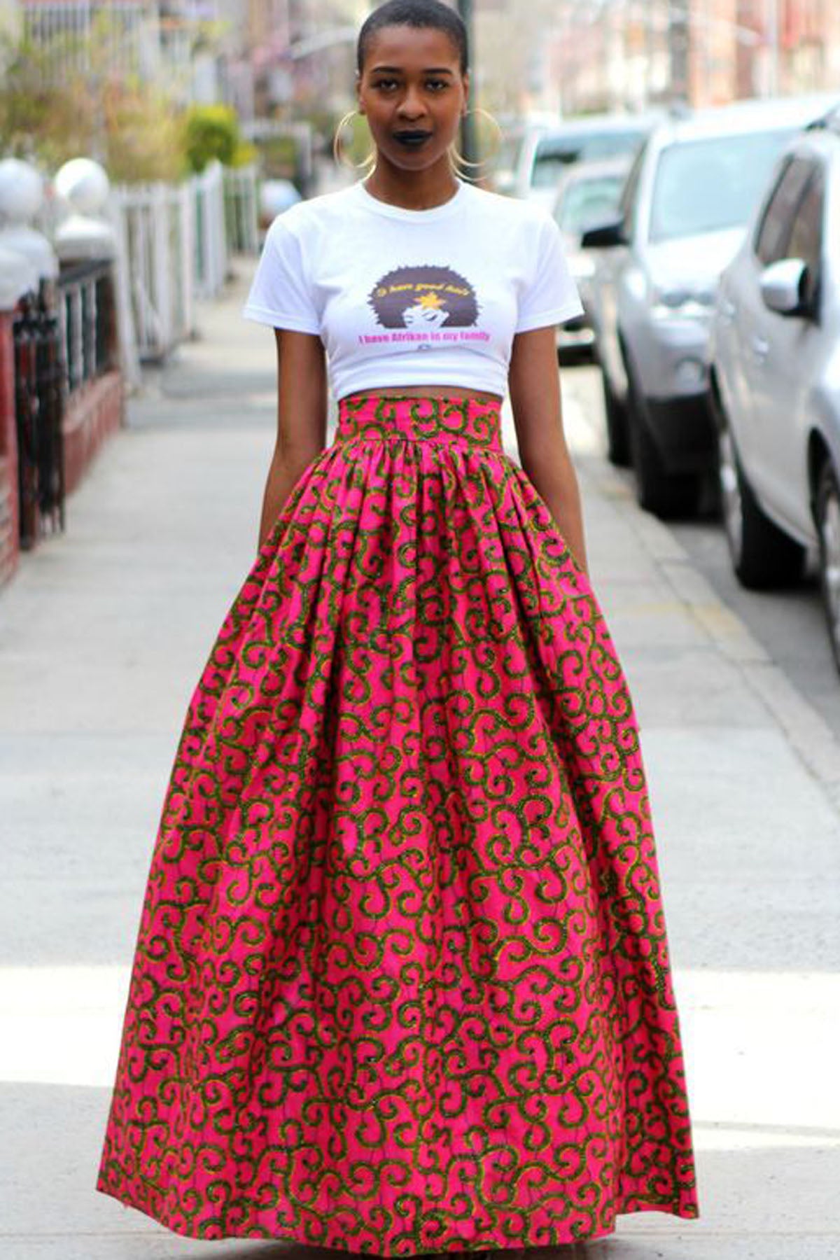 Retro Print Big Swing Loose Long Skirt