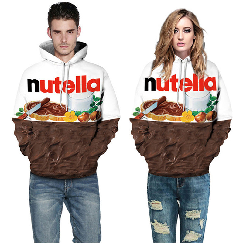 Couple 3d Print Pockets Drawstring Hoodies