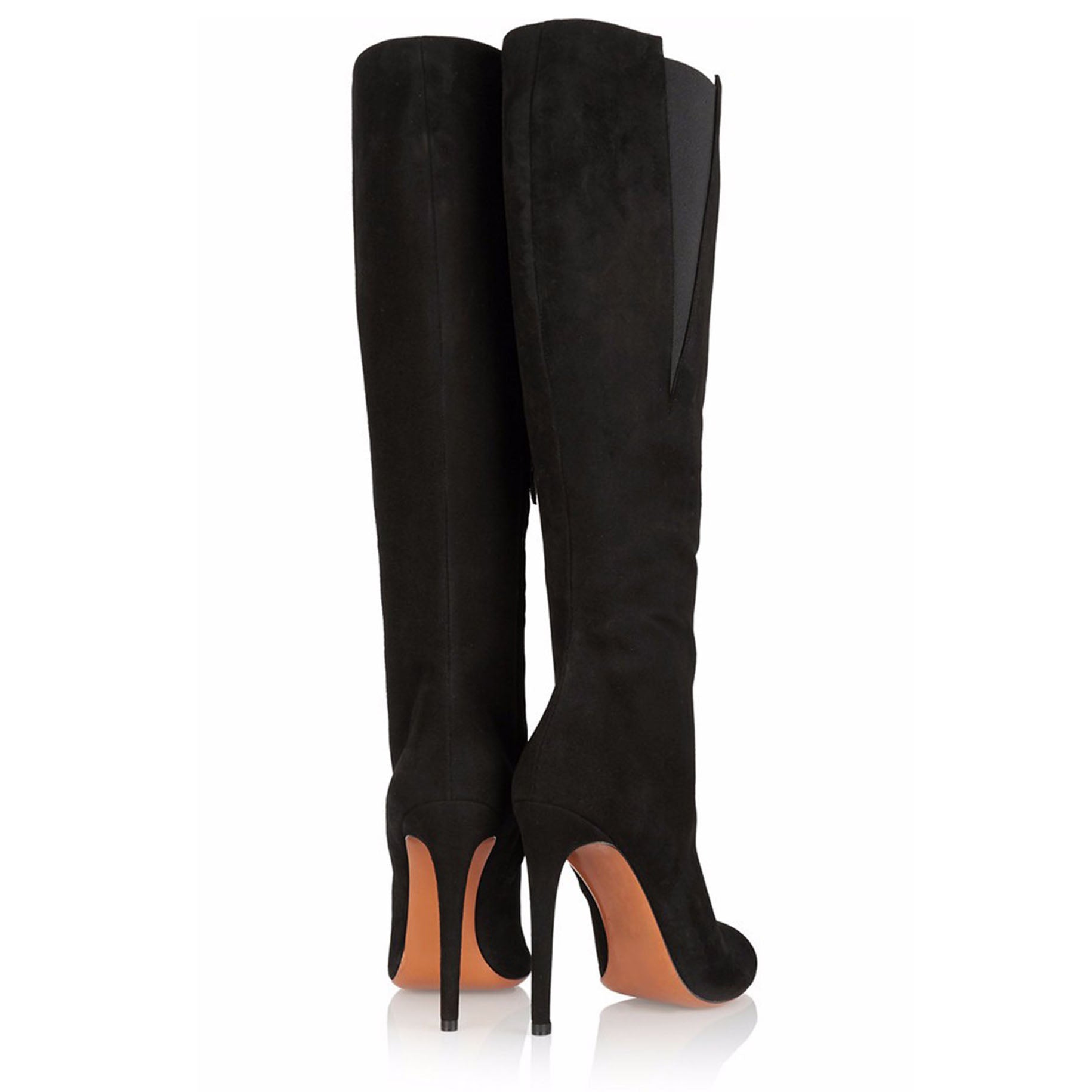 Patchwork Round Toe Stiletto High Heel Knee Length Long Boots