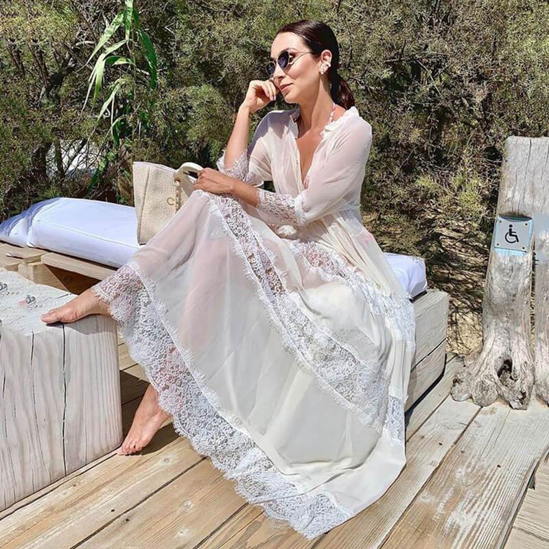 Retro See Through Lace Cover Up Dress