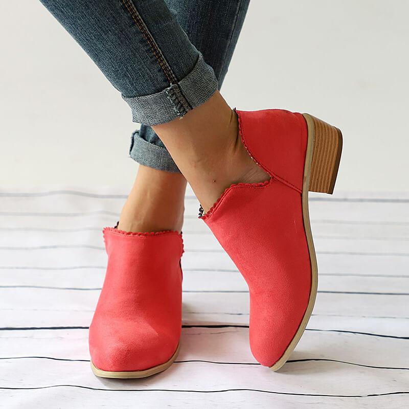 Low Chunky Heel Slip-On Booties