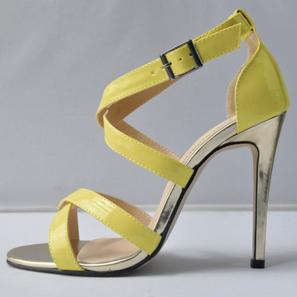 Patent Leather Sexy Cross Buckle Sandals