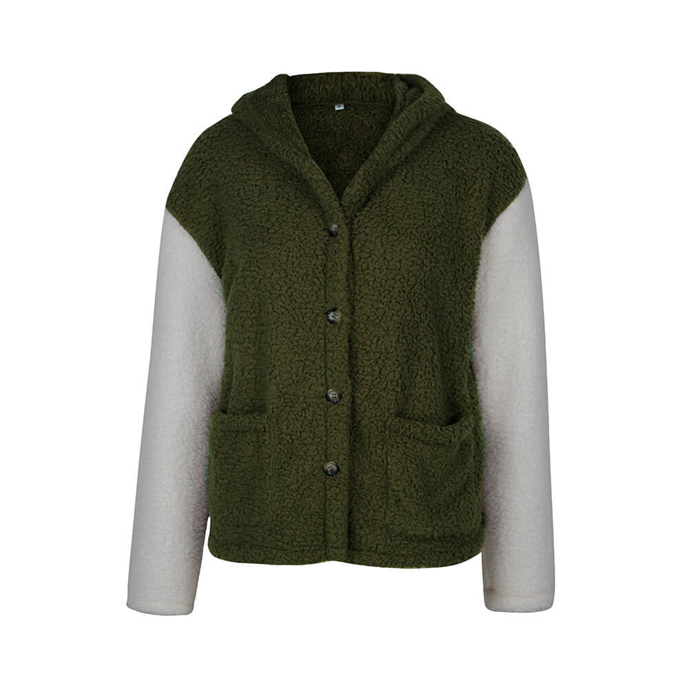 Winter Patchwork Fleece Cardigan Coat