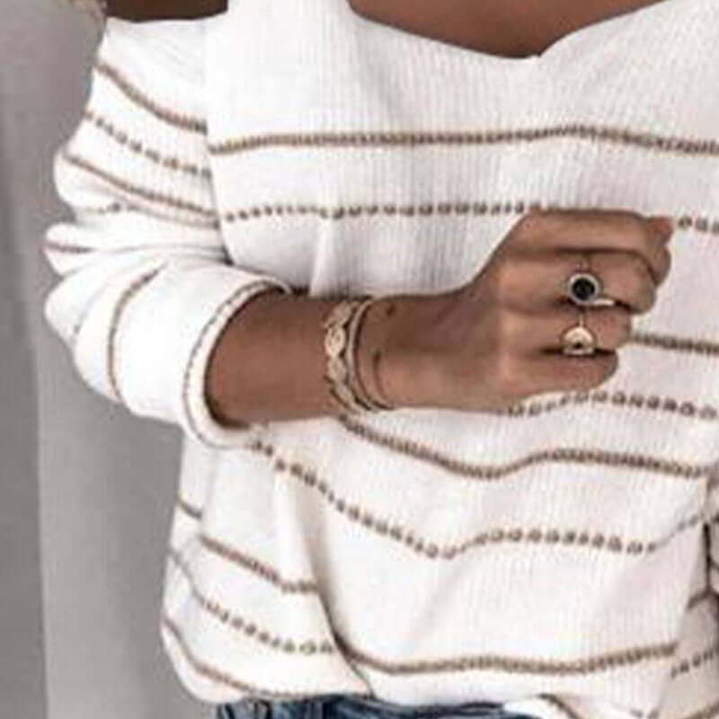 Striped Cold Shoulder Sweater