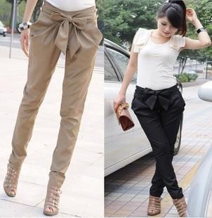 Bowknot Casual Pure Color Women Harem Pants - Meet Yours Fashion - 1