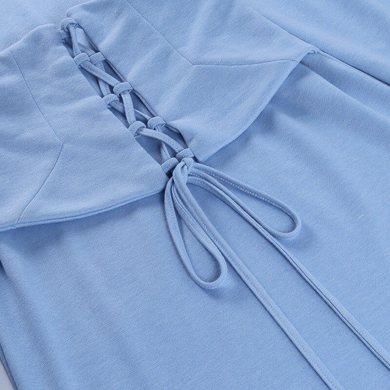 Lace Up Turtleneck Sweater Dress