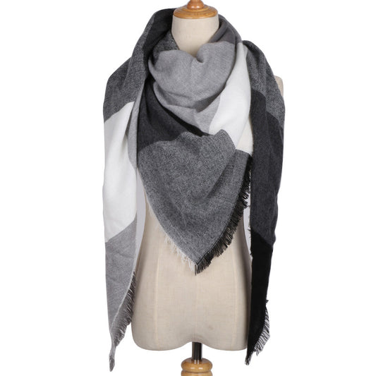 European Style Autumn/Winter Oversize Square Plaid Scarf Shawl