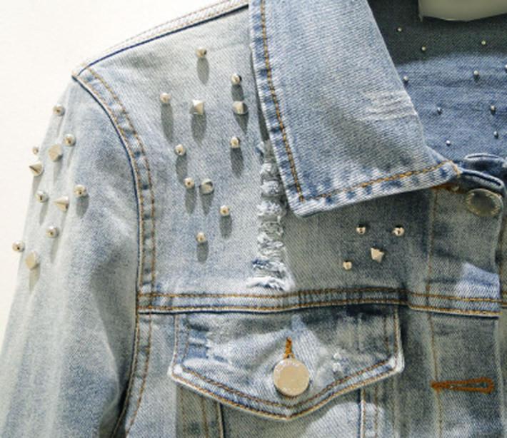 Short Demin Rivet Jacket Womens Coat - Meet Yours Fashion - 6