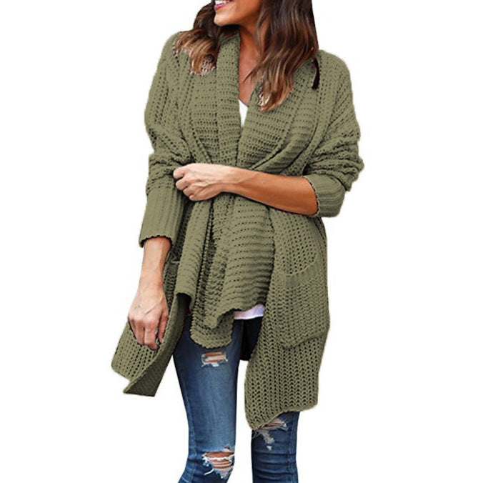 Lapel Pockets Irregular Split Oversized Split Long Cocoon Cardigan