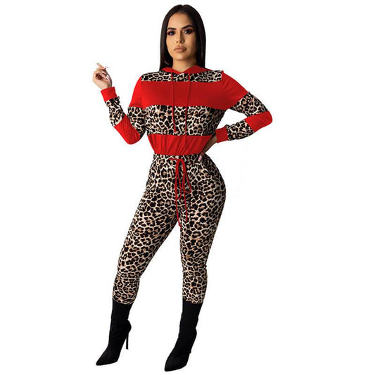 Patchwork Crop Top High Waist Skinny Pants Set
