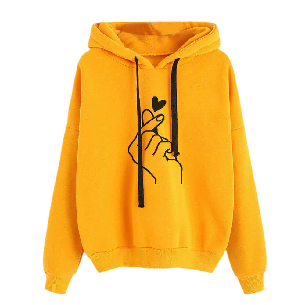 Pullover Drawstring Print Loose Hoodies